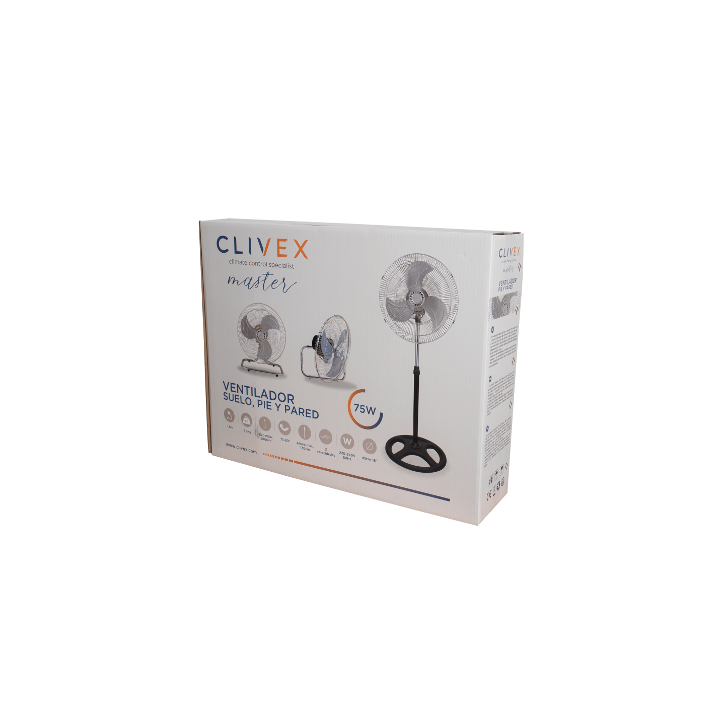 Ventilador clivex master industrial v2 3 en 1 75 w