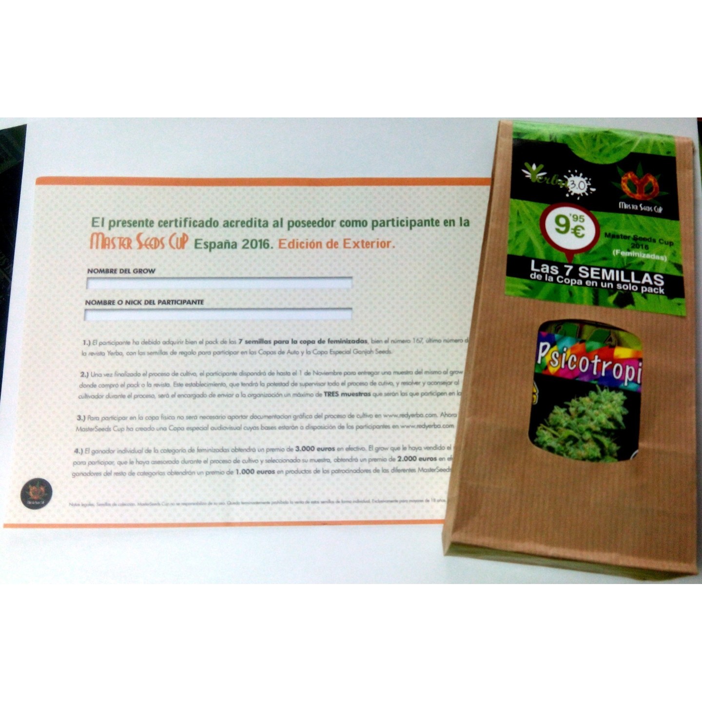 PACK 7 SEMILLAS MASTER SEEDS CUP 2016